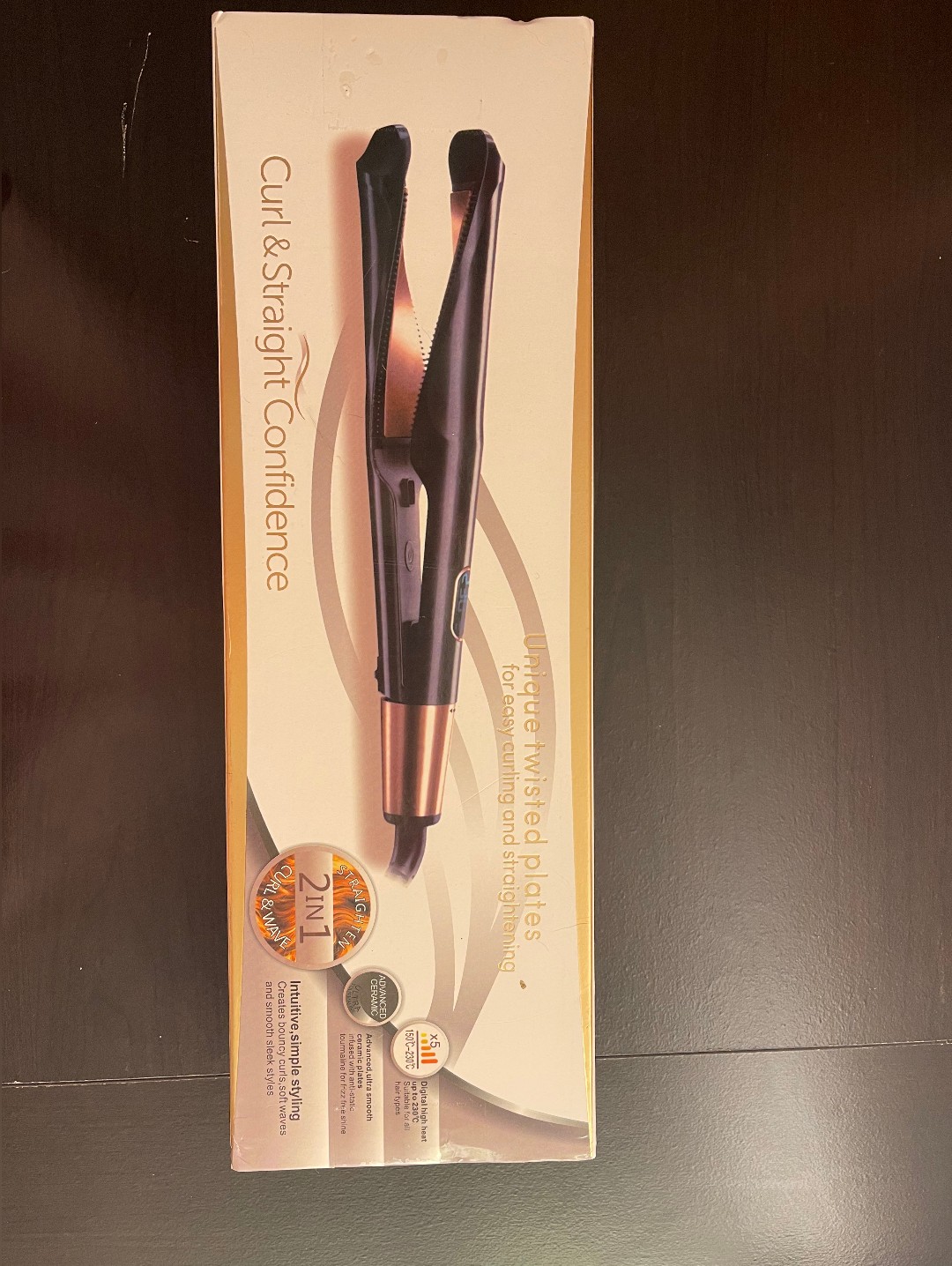 2-In-1 Curl & Straight Confidence Hair Styler - Black & Rose Gold